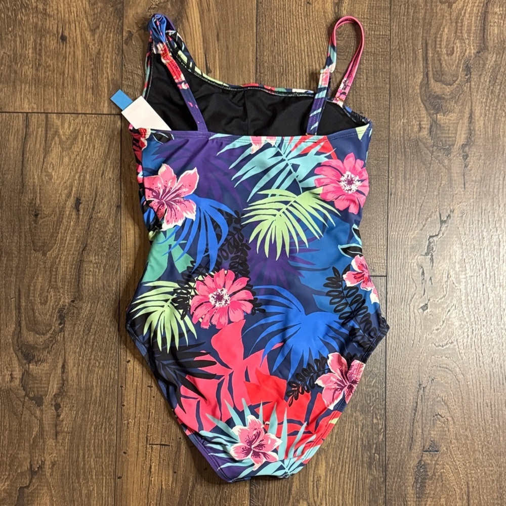 Bleu Rod Beattie Floral One Piece Swimsuit - Pink, Blue, Green Size 6 - Picture 3 of 5